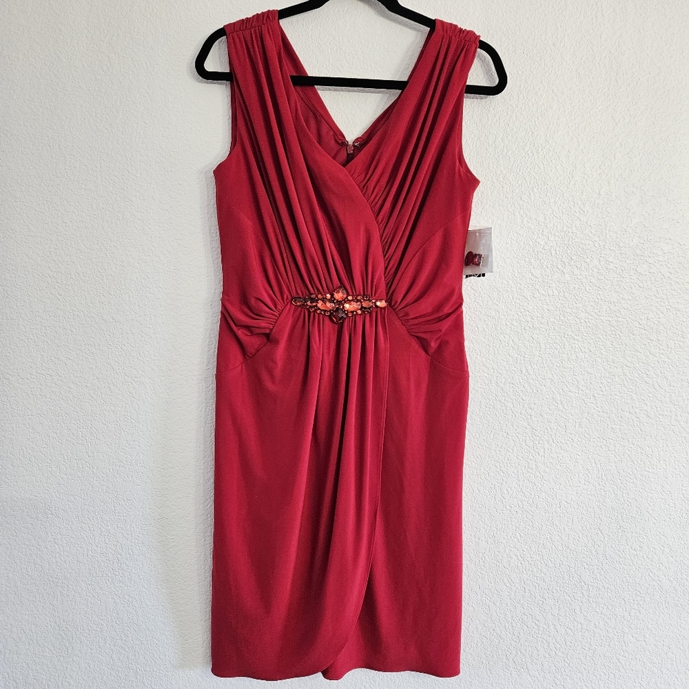 Alex Evenings Cocktail Dress Lipstick Red Style #135728 Size 10 New with Tags